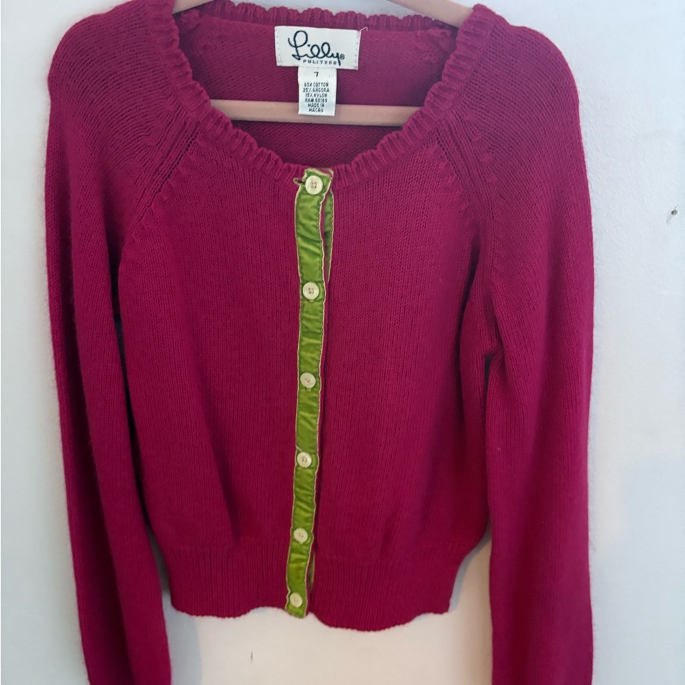 Lilly Pulitzer Pink Sweater with Green Trim